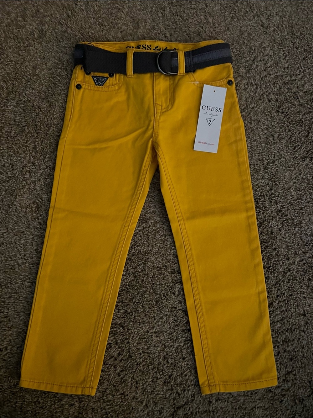 GUESS Bright Yellow Kids' Jeans with Black Belt